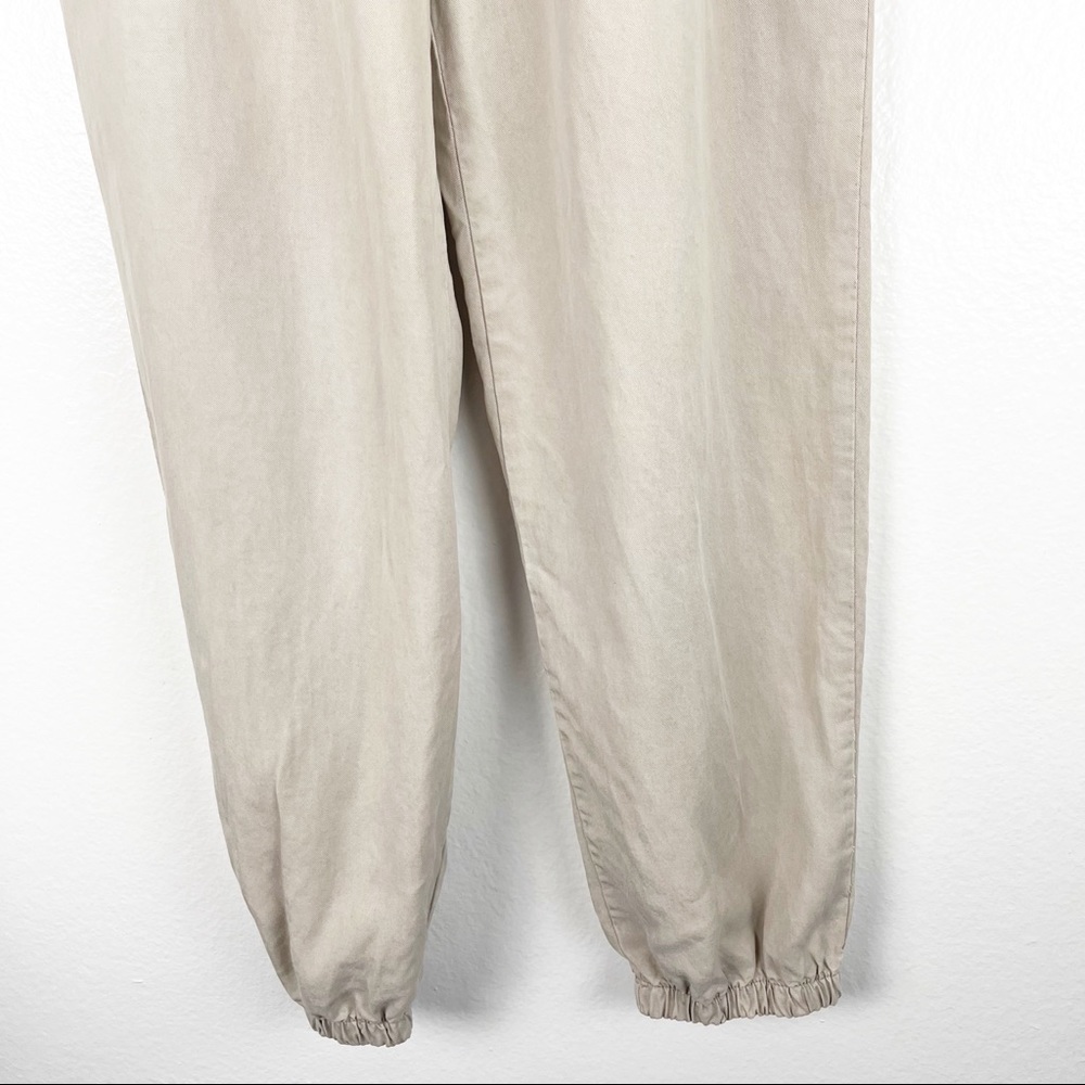 ZARA Cream 100% Cotton Utility Snap Button Closure Hoodie Jumpsuit, Size 12 Boho - Picture 12 of 12